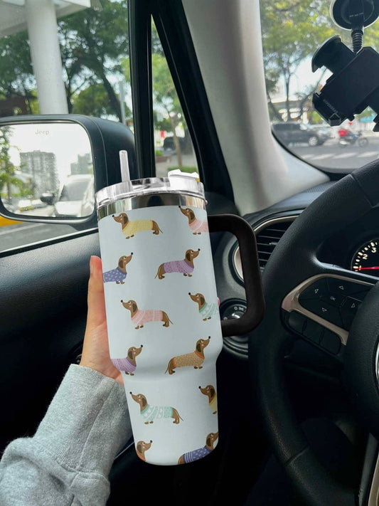 40 Oz Dog Persionalized Shineful™ Colorful Dachshunds Lk8 40Oz Tumbler