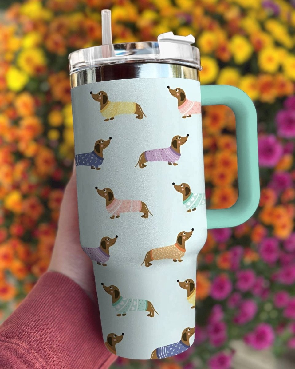 40 Oz Dog Persionalized Shineful™ Colorful Dachshunds Lk8 40Oz Tumbler