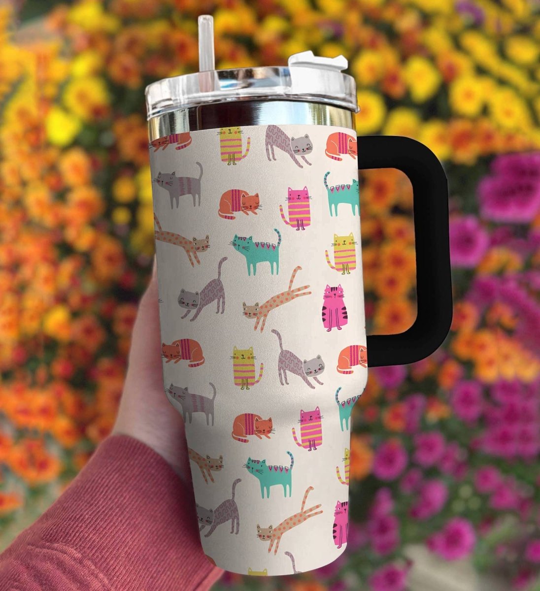 40 Oz Cat Shineful™ Tumbler Colorful Lk8 40Oz