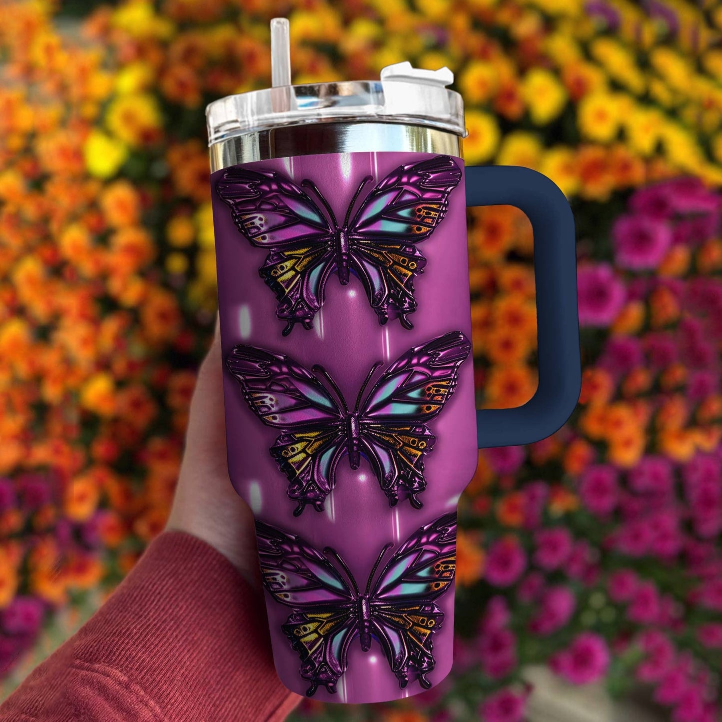 Butterfly 40 Oz Shineful™ Tumbler Purple Tl10 Navy 40Oz