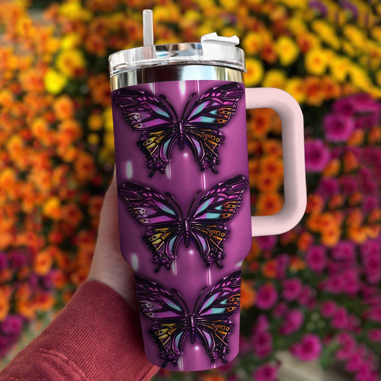 Butterfly 40 Oz Shineful™ Tumbler Purple Tl10 Light Pink 40Oz