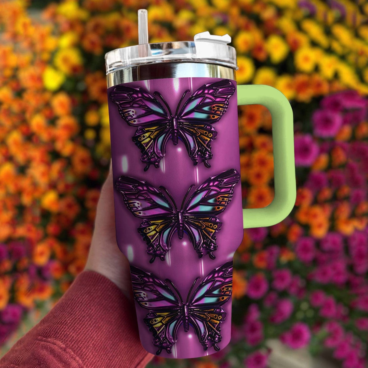 Butterfly 40 Oz Shineful™ Tumbler Purple Tl10 Green 40Oz