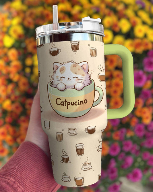 Cat 40 Oz Shineful™ Tumbler Catpuchino Lk8 40Oz