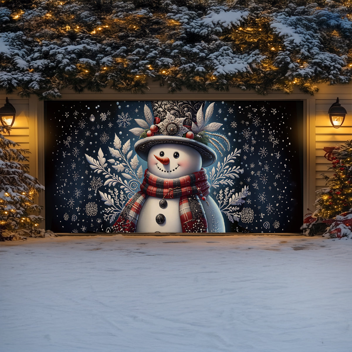 Shineful Garage Door Banner Decoration Winter Smile