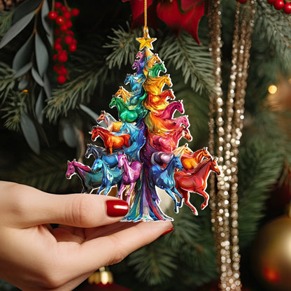 Shineful 2D Acrylic Ornament Rainbow Gallop Christmas Tree