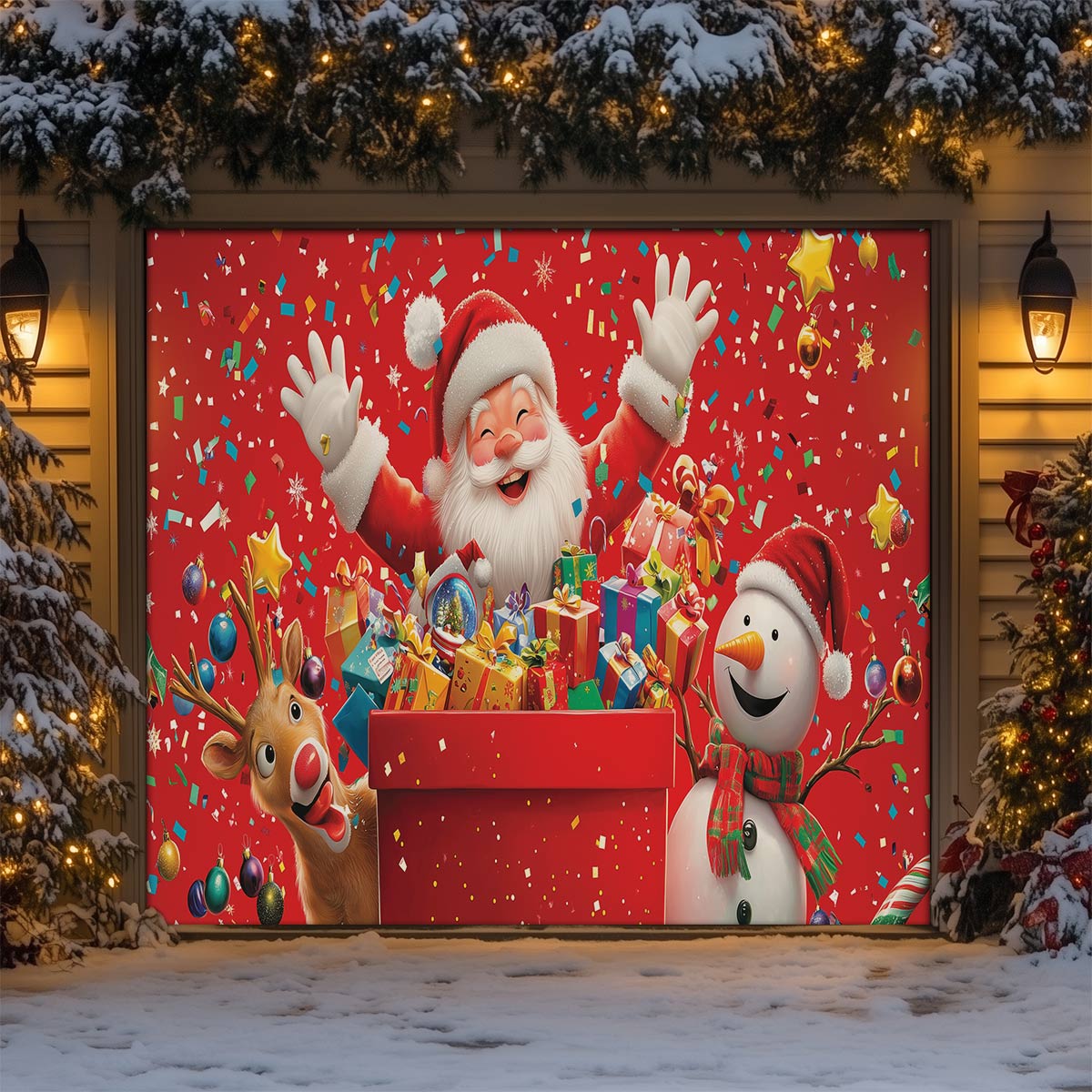 Shineful Garage Door Banner Decoration - Santa's Cheerful Crew