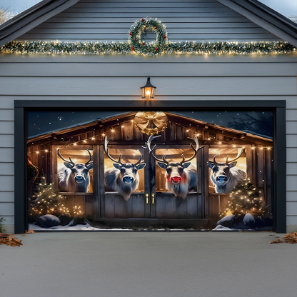 Shineful Garage Door Banner Decoration Reindeer Retreat Holiday Charm