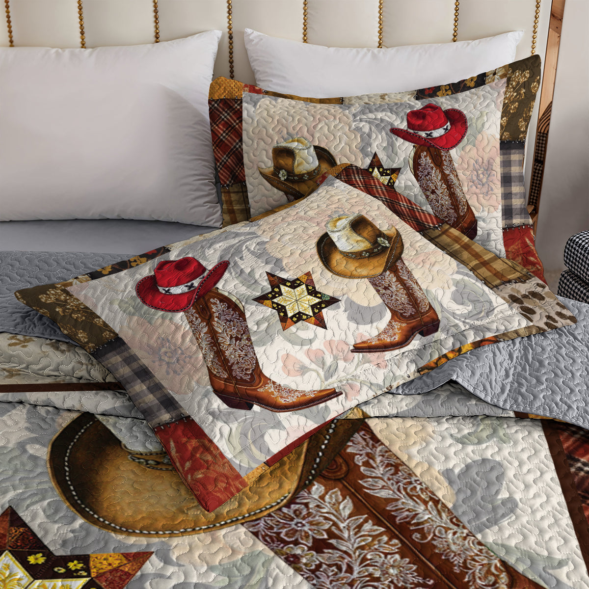 Shineful All Season Quilt 3-Piece Set - Beautiful Vintage Cowboy
