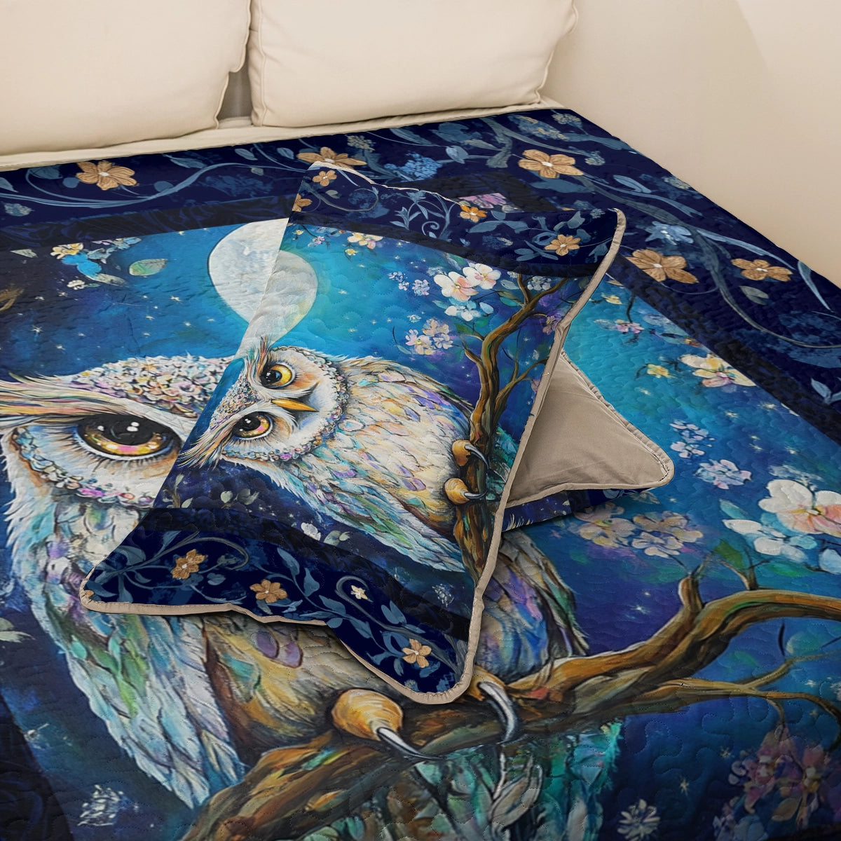 Shineful All Season Quilt 3-Piece Set Celestial Owl Dreams