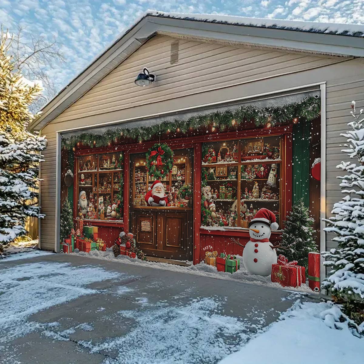 Shineful Garage Door Banner Decoration Santa's Shop