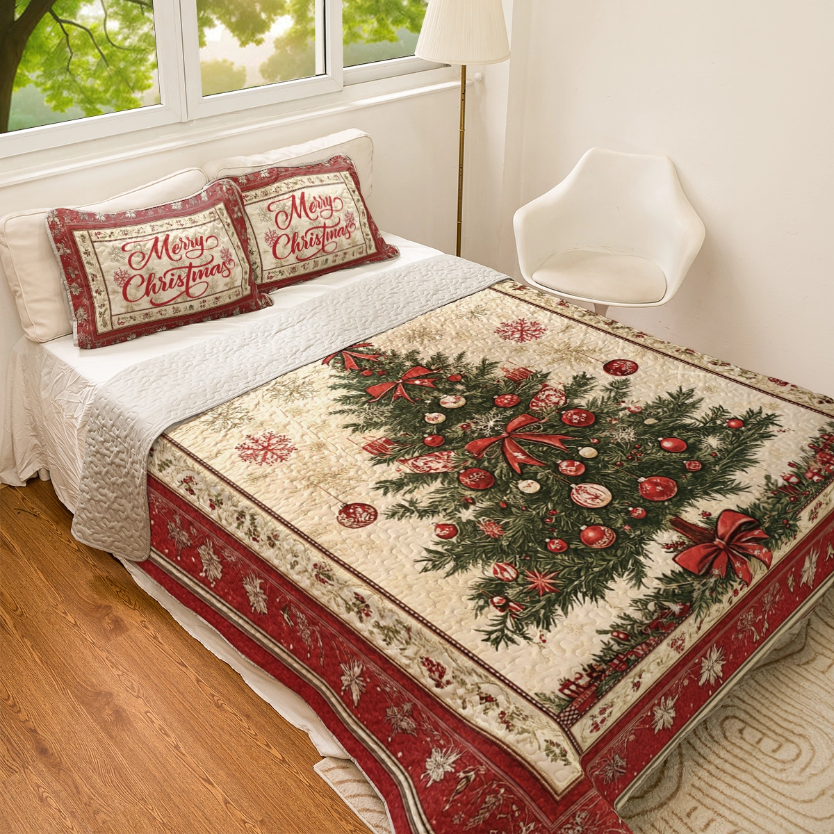 Shineful All Season Quilt 3-Piece Set Christmas Joy Comforter