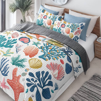 Shineful All Season Quilt 3-Piece Set - Seashell Ocean Breeze