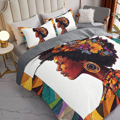 Shineful All Season Quilt 3-Piece Set - Afro Queen