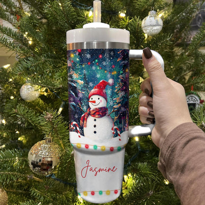 Shineful Tumbler Personalized Snowman Under Christmas Light
