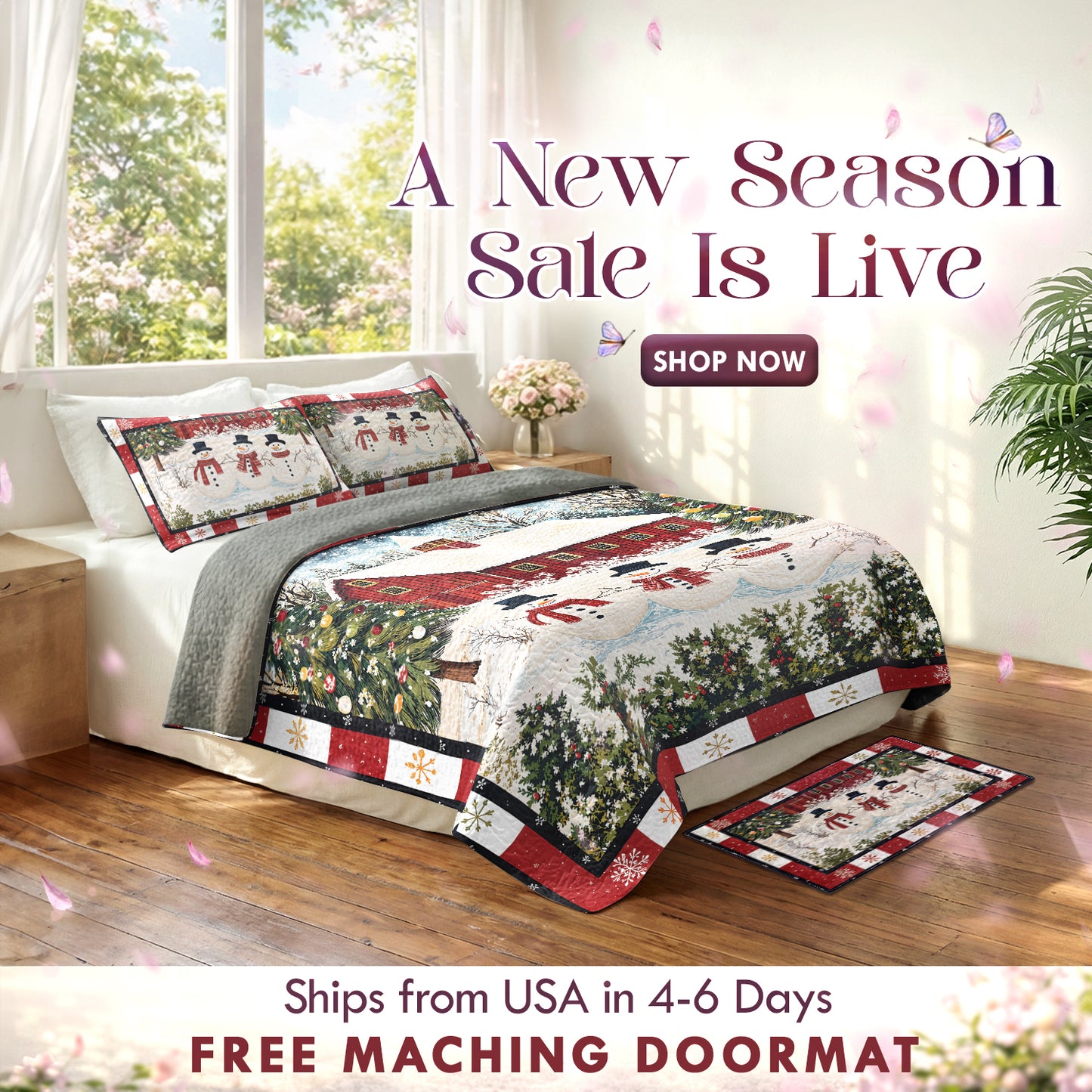 Shineful Quilt 3-Piece Set Country Christmas Charm