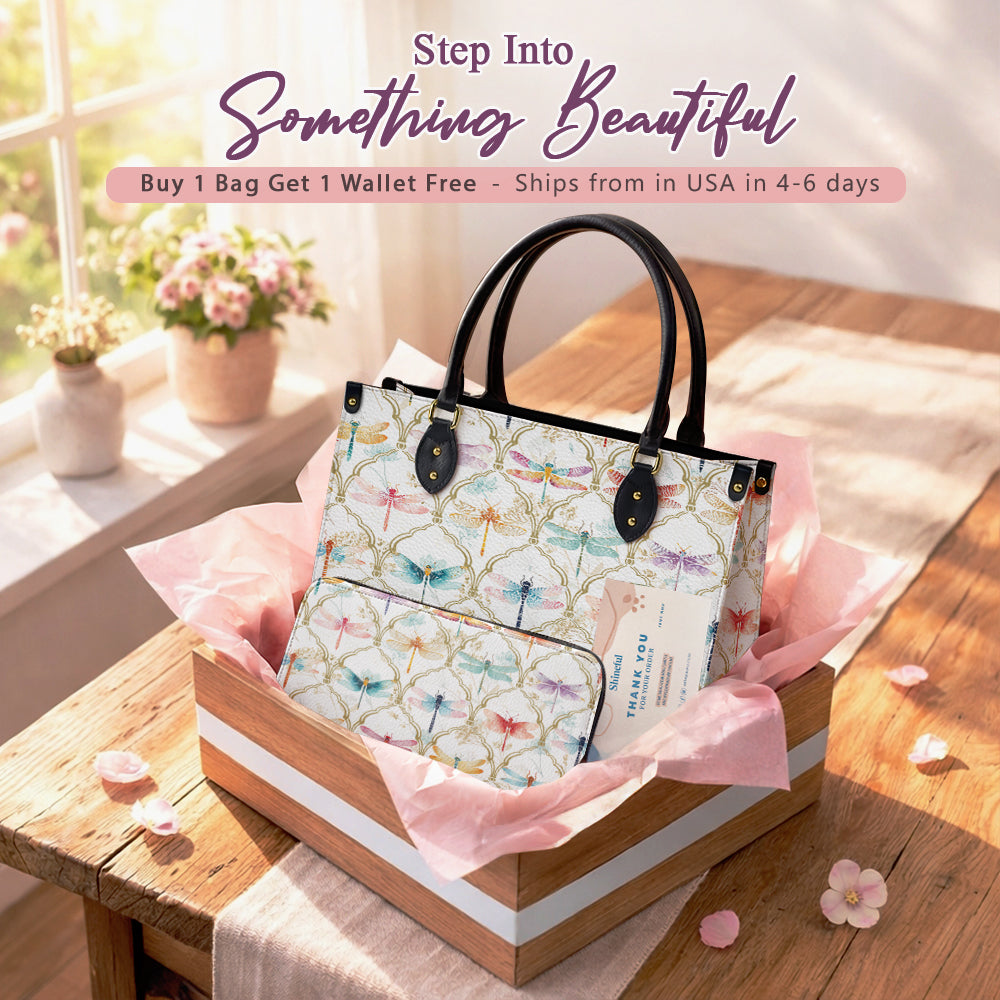 Shineful Leather Bag Dragonfly Garden