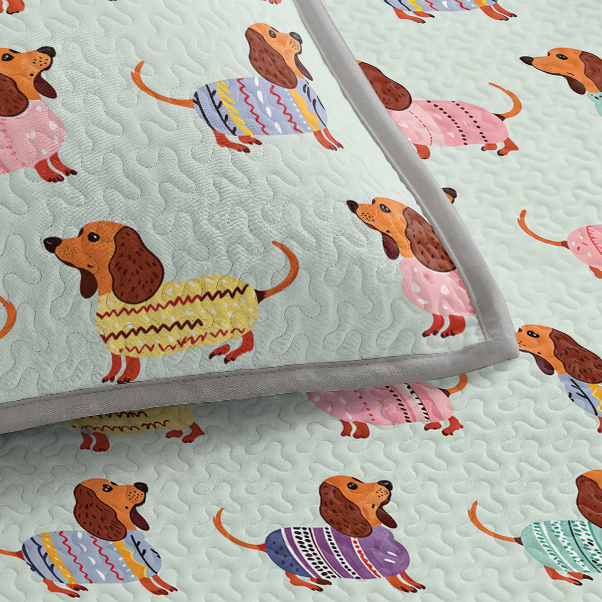 Shineful Quilt 3-Piece Set Colorful Dachshunds