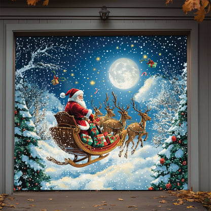 Shineful Garage Door Banner Decoration Moonlit Christmas Journey