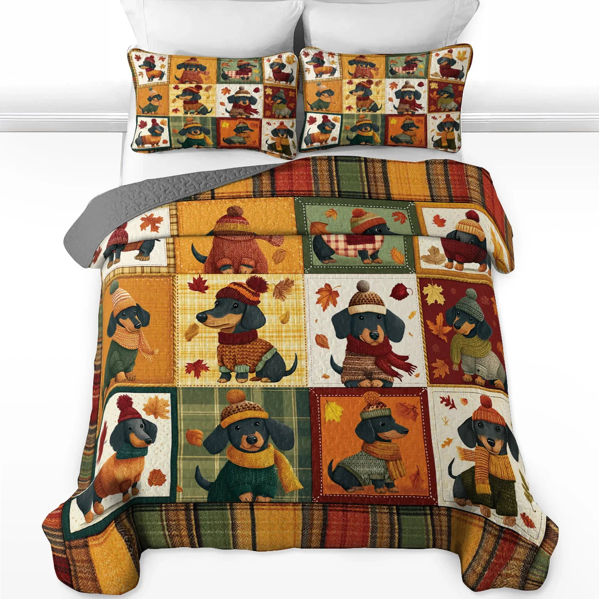Shineful Quilt 3-Piece Set Snuggle Season Doxies