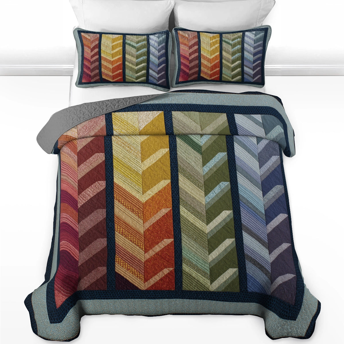 Shineful All Season Quilt 3-Piece Set Harvest Path Lines