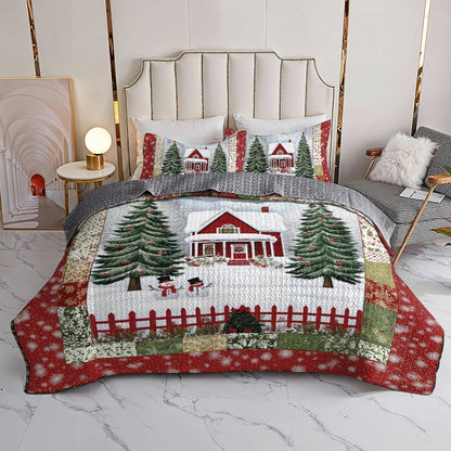 Shineful All Season Quilt 3-Piece Set Snowy Village