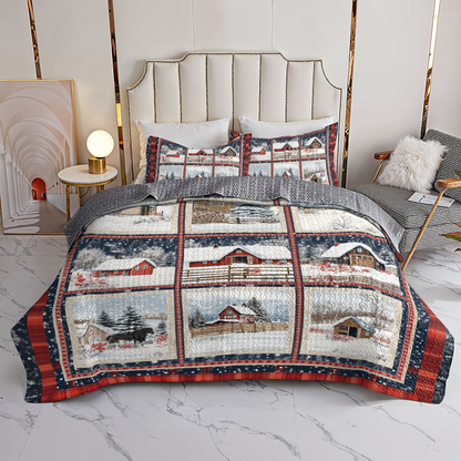 Shineful All Season Quilt 3-Piece Set Snowy Farmhouse