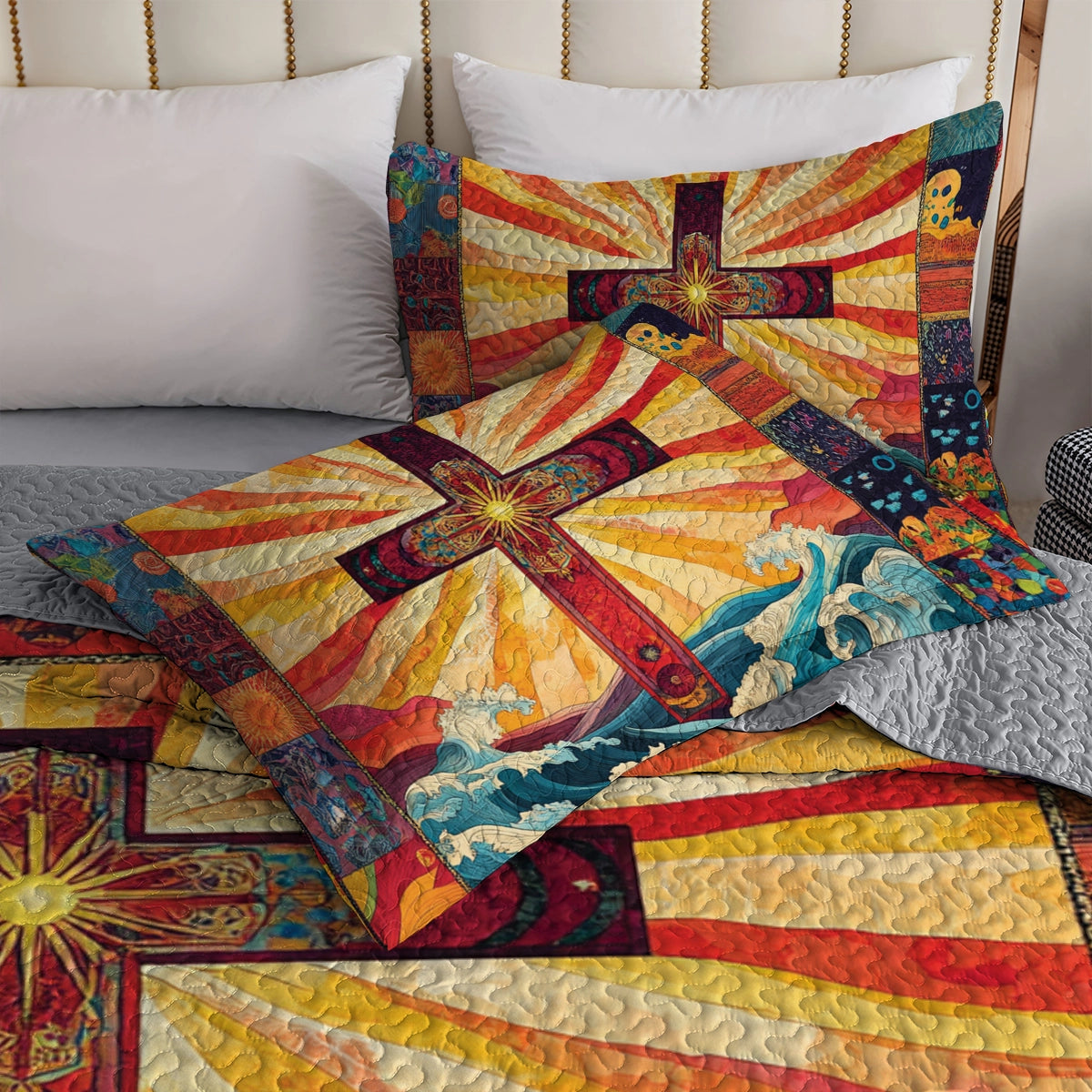 Shineful All Season Quilt 3-Piece Set Waves of Faith