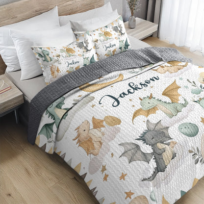 Shineful All Season Quilt 3-Piece Set - Personalized Baby Dragon Dreams