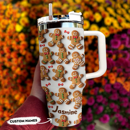 Shineful Glossy Tumbler Personalized Adorable Gingerbread