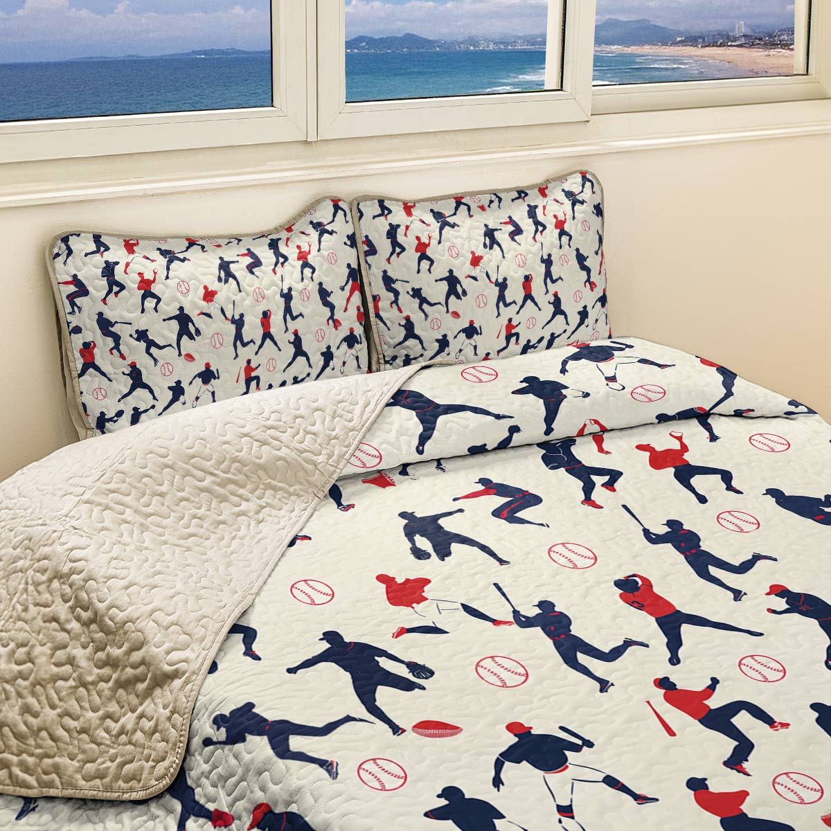 Shineful All Season Quilt 3-Piece Set - Baseball Motion