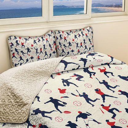 Shineful All Season Quilt 3-Piece Set - Baseball Motion