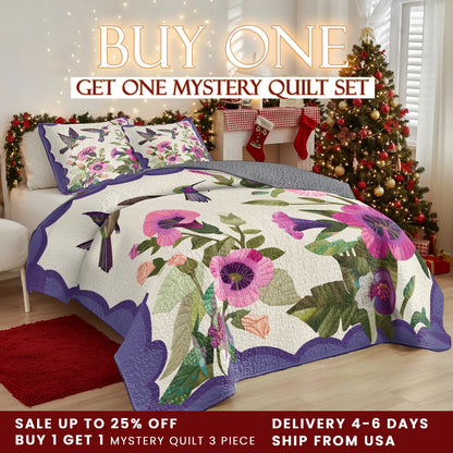 Shineful Quilt 3-Piece Set Hummingbird Garden