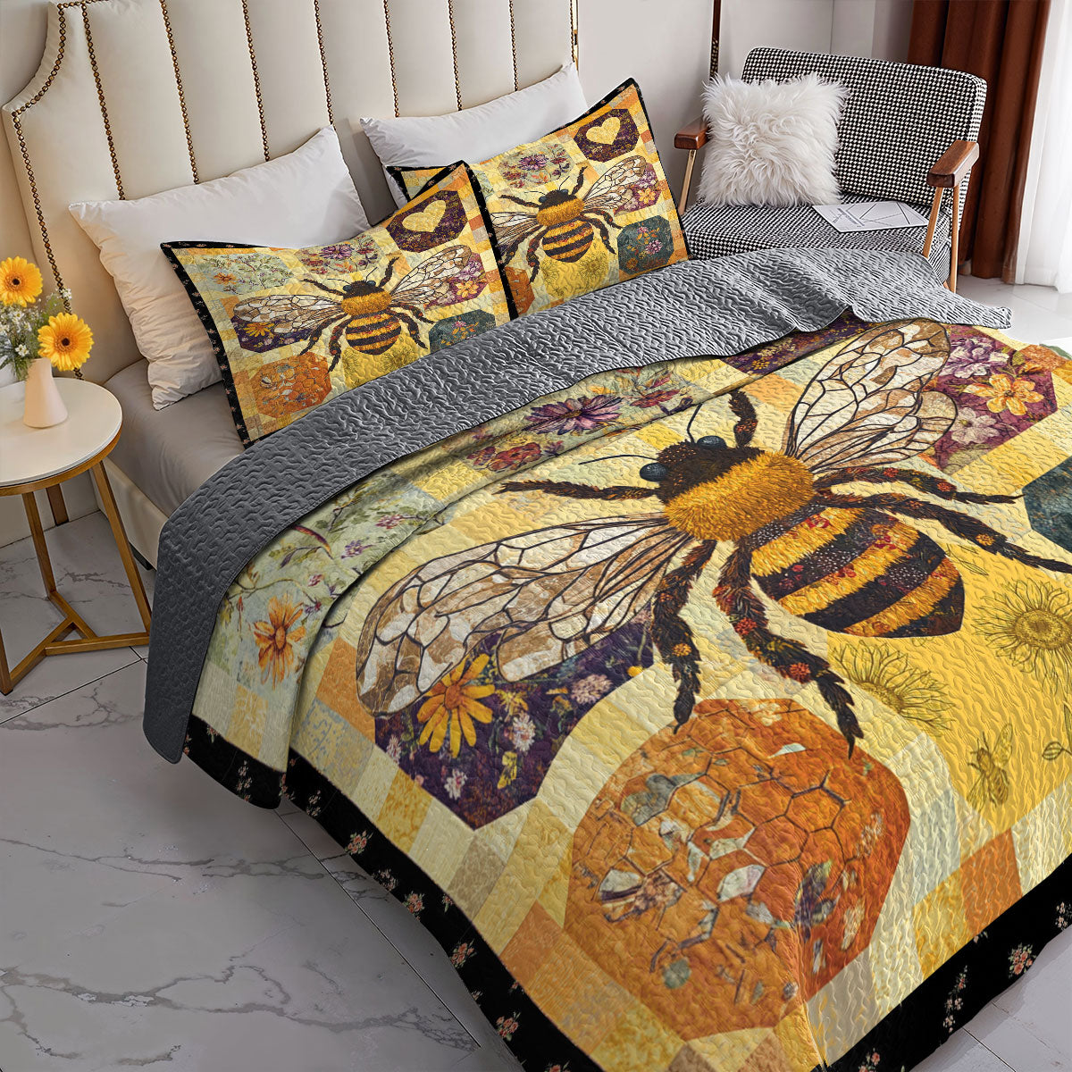 Shineful All Season Quilt 3-Piece Set Bee Gorgeous