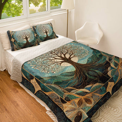Shineful All Season Quilt 3-Piece Set Tree of Life Mandala