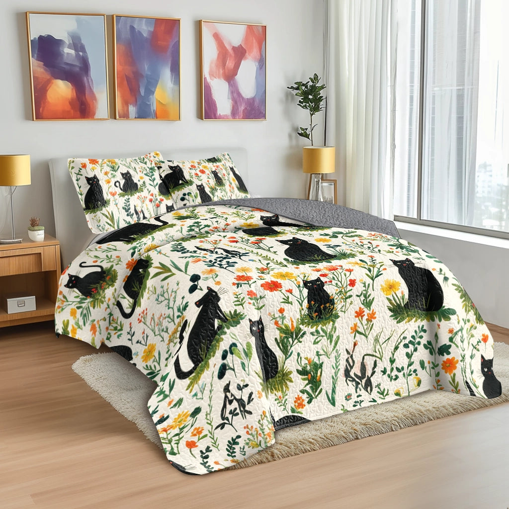 Shineful All Season Quilt 3-Piece Set Spring Cat