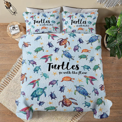 Shineful All Season Quilt 3-Piece Set -Sea Turtle Go With The Flow