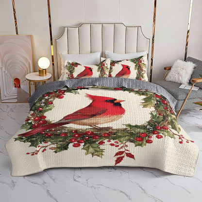 Shineful All Season Quilt 3-Piece Set Cardinal Christmas