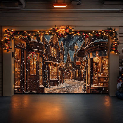 Shineful Garage Door Banner Decoration Winter Village