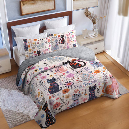 Shineful All Season Quilt 3-Piece Set Catty Blooms