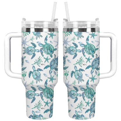 Shineful Tumbler Sea Turtle Blue Flow