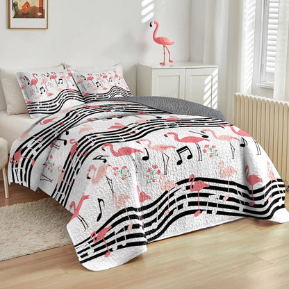 Shineful All Season Quilt 3-Piece Set Flamingo Melody