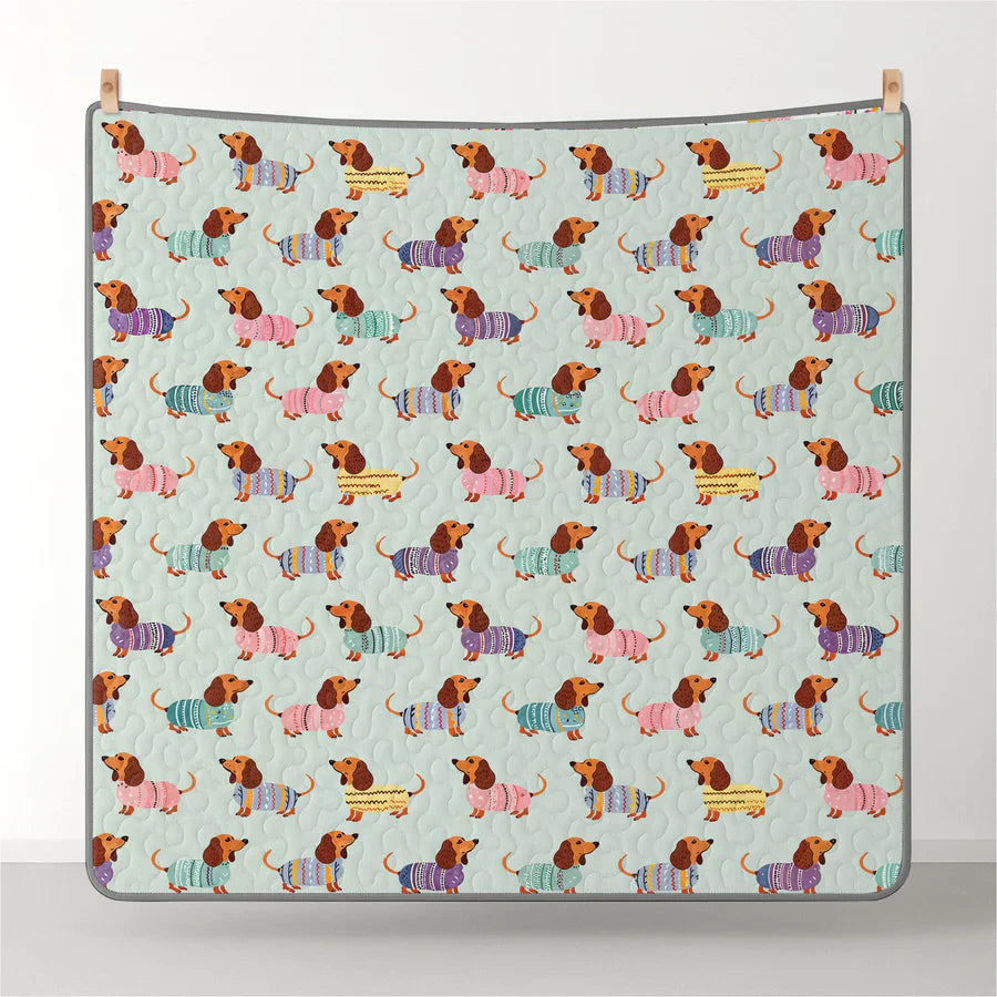 Shineful Quilt 3-Piece Set Colorful Dachshunds