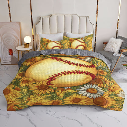 Shineful All Season Quilt 3-Piece Set Sunflower Softball