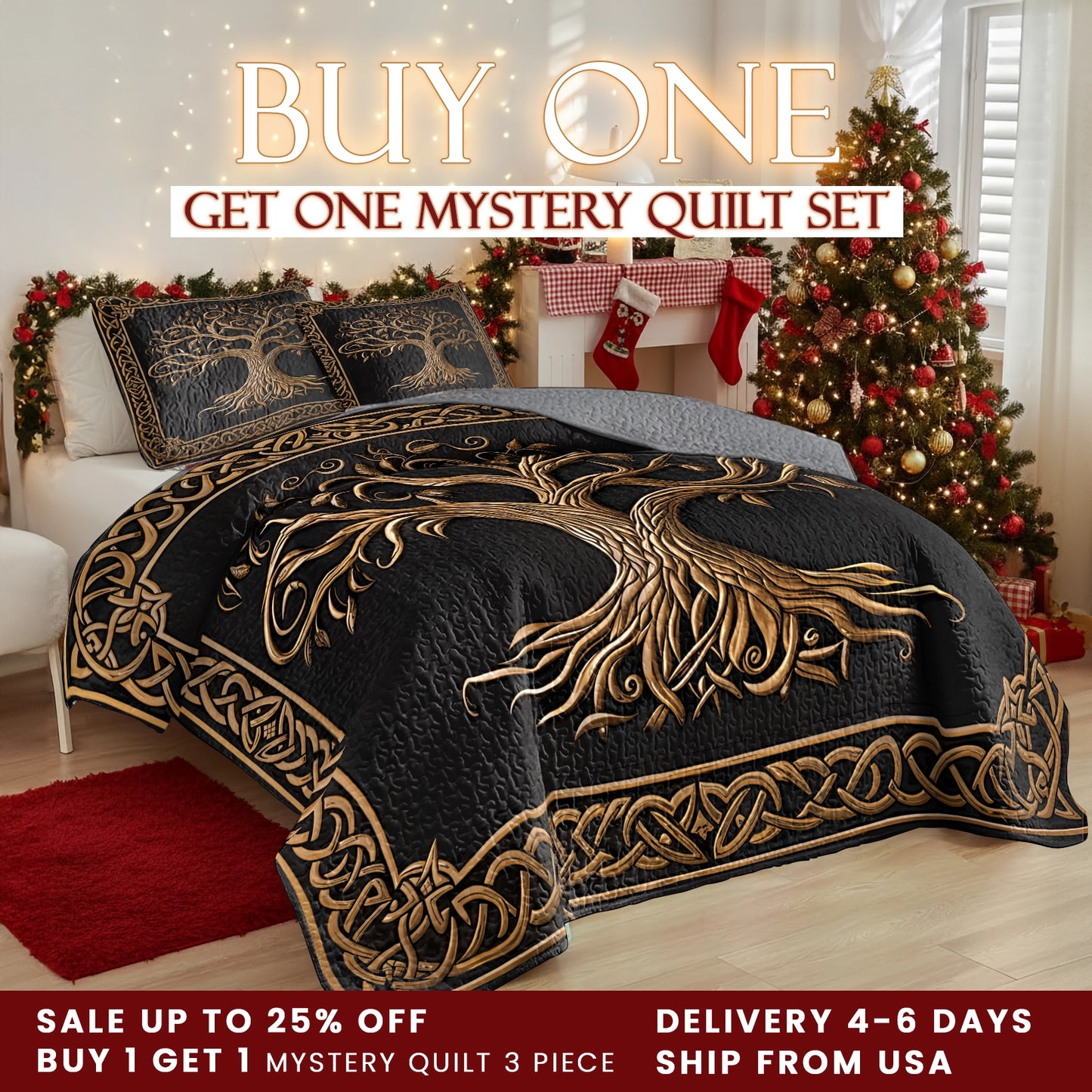 Shineful Quilt 3-Piece Set Celtic Tree