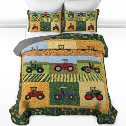 Shineful All Season Quilt 3-Piece Set - Farmer Tractor Tales