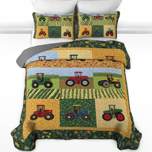 Shineful All Season Quilt 3-Piece Set - Farmer Tractor Tales