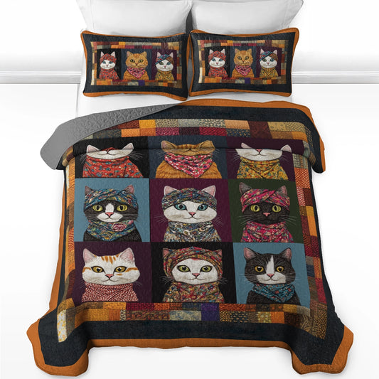 Shineful All Season Quilt 3-Piece Set - Cozy Cat Charm