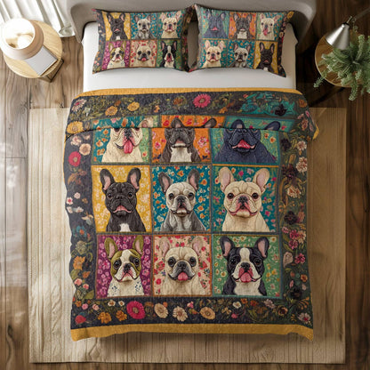 Shineful All Season Quilt 3-Piece Set Charming Bulldogs