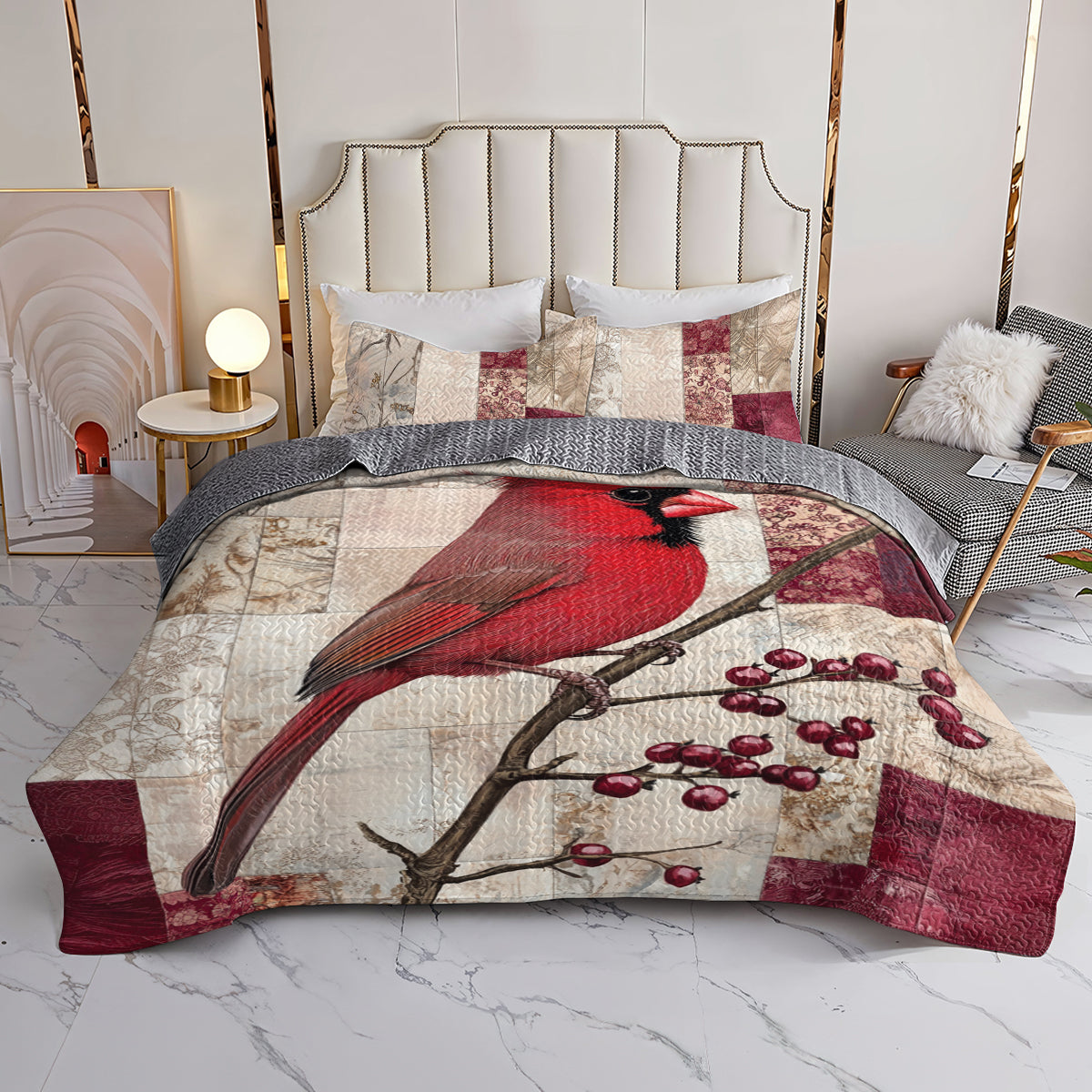 Shineful All Season Quilt 3-Piece Set Cardinal Serenity