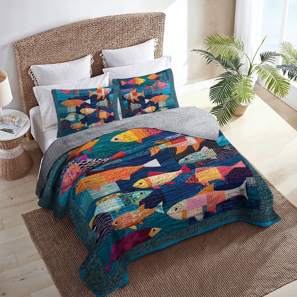 Shineful All Season Quilt 3-Piece Set Fish Frenzy